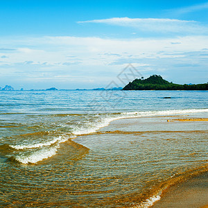 热带热带海滩风景天蓝色海浪照片正方形异国珊瑚晴天海岸旅游图片