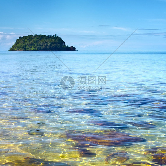 热带热带海滩假期风景晴天水晶海岸情调天空旅游地平线蓝色图片