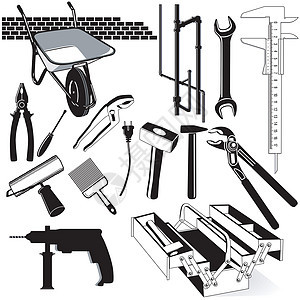 手用工具工具工人扳手锤子钻头瓦工画家滚筒锁匠木匠力学图片