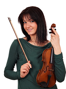 有小提琴肖像的漂亮女孩女士乐器青年黑发冒充音乐家喜悦乐趣女性音乐图片