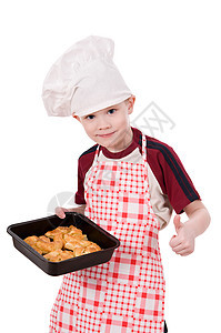 男厨包子沉思面包师乐趣孩子们童年男生思考快乐情感图片
