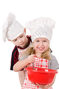 2名儿童做饭男性乐趣男生微笑花冠调查金发美食长发厨房图片