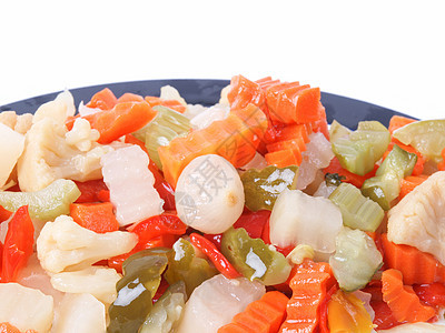 混合蔬菜美食绿色菜花白色沙拉宏观胡椒萝卜食物盘子图片