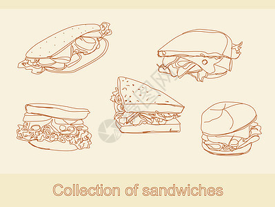 三明治的收集背景图片