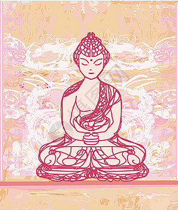 中华传统艺术和佛教模式佛教徒上帝偶像刷子腹部宗教中风祷告插图男人图片