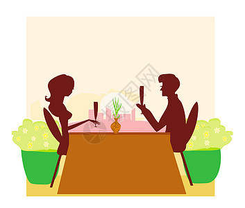 年轻夫妇调情和喝香槟晚餐干杯男人订婚反射女性城市玻璃婚礼瓶子图片