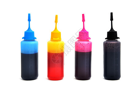 煤油墨工具团体液体颜料罐头瓶子抵消印刷蓝色红色图片