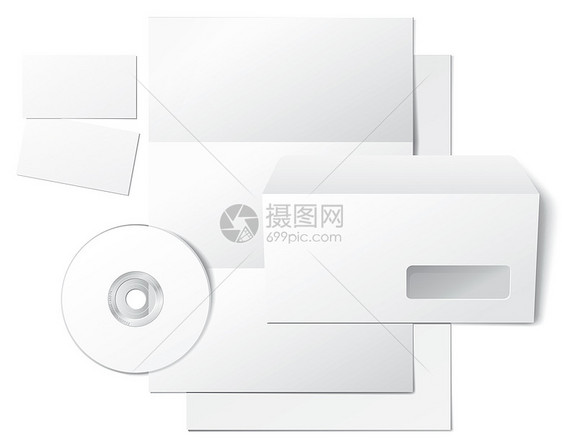空白信 信封 名片和光盘营销企业邮件广告模板折痕风采阴影绘画折叠图片