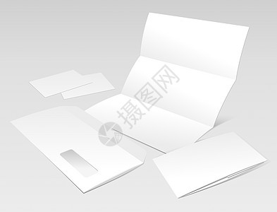 空白信 信封 名片和小册子绘画阴影白色身份插图团体折叠文档邮件空白图片