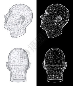 人类头部 消化版版本建造部位身体元素黑色面具光栅化背景解剖学设计图片