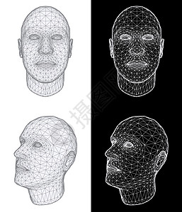 人类头部 消化版版本身体面具黑色背景成人解剖学建造光栅化元素部位图片