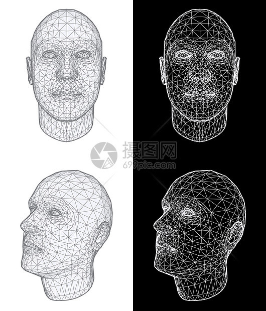 人类头部 消化版版本身体面具黑色背景成人解剖学建造光栅化元素部位图片