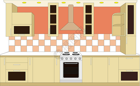 厨房家具 内部桌子装饰柜台绘画橙子房子风格白色阁楼地面图片