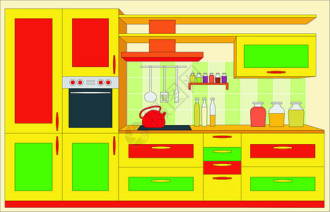 厨房家具 内部地面财产装饰阁楼用餐住宅食物火炉房子插图图片
