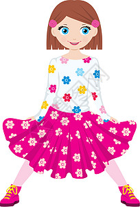 快乐的女孩生活发夹裙子粉色黑发绿色蝴蝶丝袜幸福靴子图片