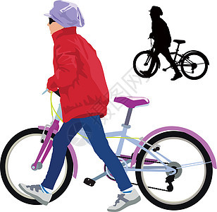 骑自行车的小女孩插图运输娱乐青少年车轮女孩活动女性艺术运动图片
