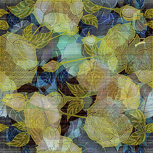花花设计绿色黄色树叶蓝色植物玫瑰织物异国植物人花瓣图片
