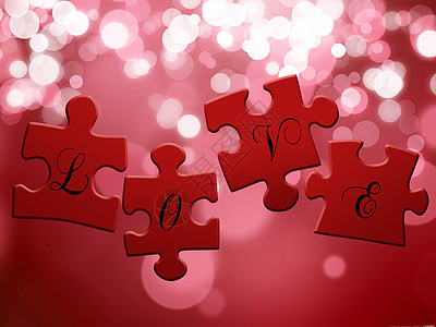 爱情谜题情人背景红色友谊拼图背景图片