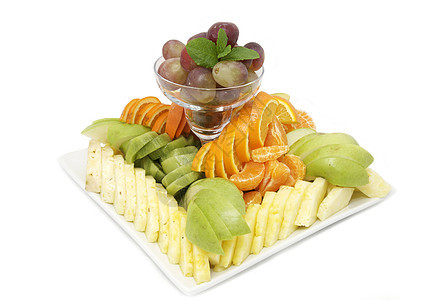 一盘水果沙拉柚子热带西瓜甜点饮食食物橙子菠萝盘子图片