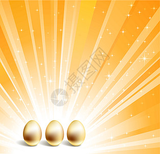 金蛋和黄色恒星背景图片