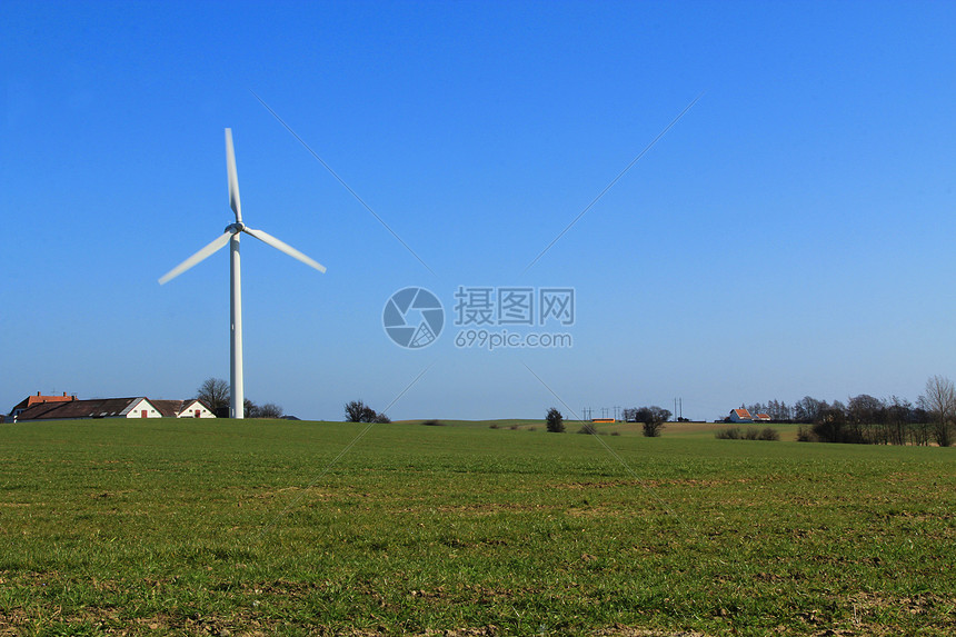 丹麦风车环境晴天场地全球旋转农场能源电源图片