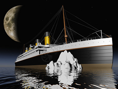 泰坦尼克体巡航奢华旅行衬垫航海蓝色天空危险海洋插图图片