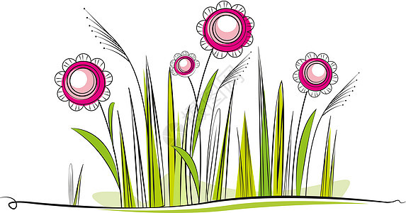 草地叶子生长植物卡通片花园花瓣墙纸植物学风格季节图片