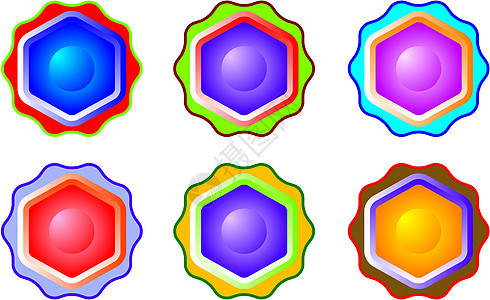 纽扣黄色导航插图按钮六边形紫色圆形绿色网络圆圈图片