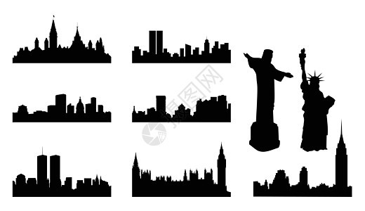 城市市宗教摩天大楼纪念碑房子街道城市建筑插图背景图片