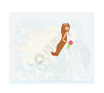 美丽的新娘卡教会婚礼金发女郎邀请函插图伴娘仪式花环公主女孩图片