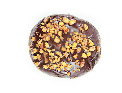 巧克力甜甜甜圈水平食物早餐小吃釉面蛋糕白色圆形棕色糕点图片