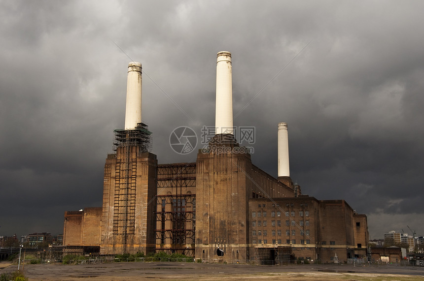 伦敦巴特海发电站烟囱英语植物活力天气首都建筑建筑学力量车站图片