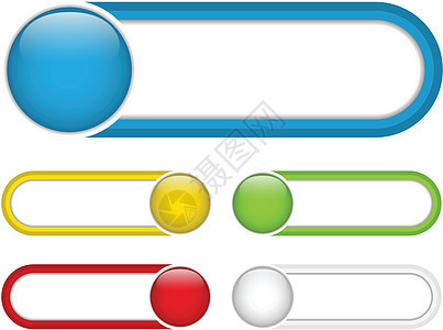 有彩色条纹的光滑网络按钮阴影金属塑料圆圈酒吧蓝色插图网站反射商业图片
