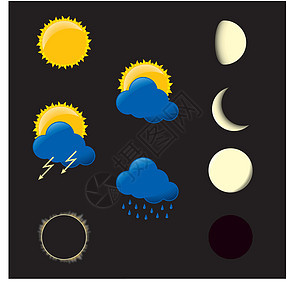气象图标收藏网络插图图标集多云气候月亮晴天天气太阳图片