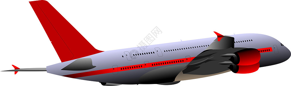 乘客飞机在空中飞行 矢量插图交通跑道飞机场商业天空翅膀车辆旅行运输车轮图片