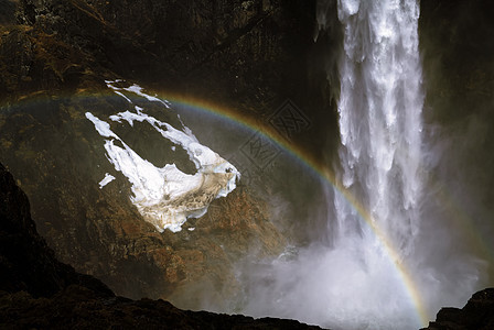 马纳福森男人景观瀑布地景岩石自然界山地彩虹背景图片