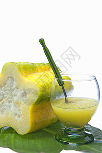 Babaco 奶昔果汁食物异国水果甘蔗白色活力沙拉热带情调图片