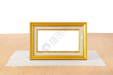 桌上的相片框棕色风格框架木头边界正方形照片白色画廊装饰图片