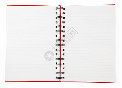 孤立的红笔记本记事本螺旋日记会议商业软垫学校角落床单文档图片