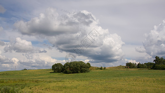夏季地平天空草地绿色牧场场景环境乡村蓝色风景场地土地图片