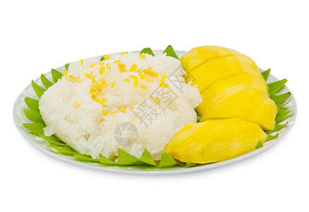 粘性稻谷芒果甜点奶油热带营养牛奶午餐早餐美食文化种子图片