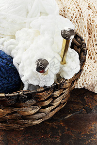 编织线乡村物品项目金属羊毛手工品围巾蓝色静物工艺图片