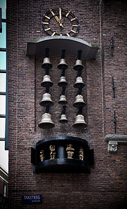 阿姆斯特丹老城钟钟钟背景图片