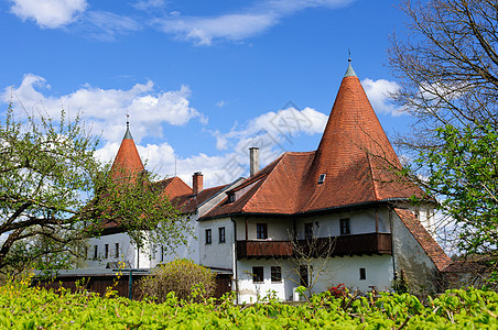 德国布尔豪森城堡观光建筑晴天游客城市历史文化遗产旅游天空景观图片