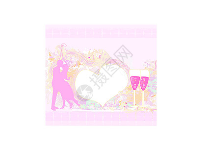 舞厅舞女和两杯香槟请柬夜生活女性复古玫瑰夫妻风格女孩们男人文化舞蹈图片