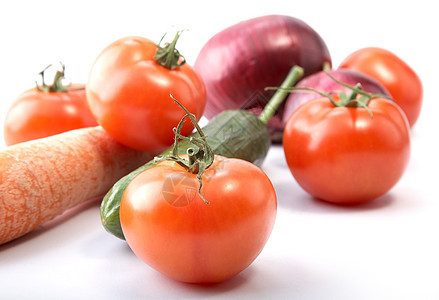 黄瓜番茄和洋葱红色烹饪厨房饮食生产蔬菜萝卜团体美食白色图片