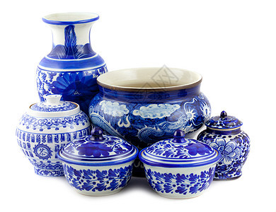 中国古董花瓶制品陶瓷遗产商品工艺陶器艺术绘画花朵风格背景图片