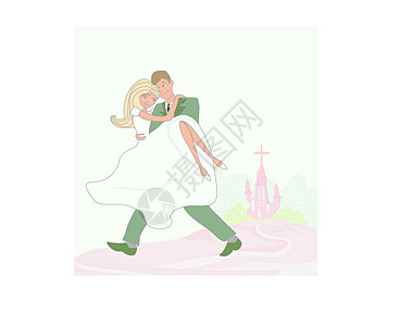 婚对夫妻背景丈夫卡片涂鸦婚姻裙子女士女孩插图男人婚礼图片