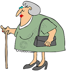 带拐杖的老女人图片