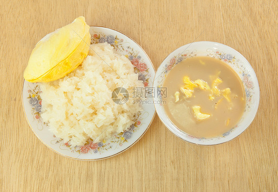 达里安粘糊大米气味水果情调食物热带营养盘子季节榴莲尖刺图片